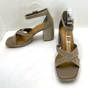 Donald Pliner Trista Criss Cross Suede Sandals Women's 9.5 Taupe Platform